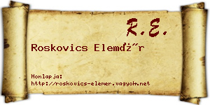 Roskovics Elemér névjegykártya